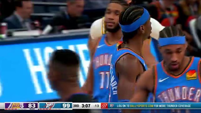 NBA常规赛：湖人vs雷霆第3节英文原声回放