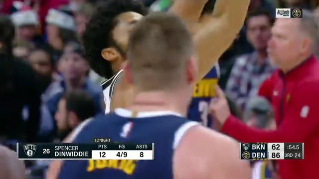 NBA常规赛：篮网vs掘金第3节英文原声回放