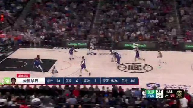 NBA常规赛：森林狼vs快船第4节中文解说回放