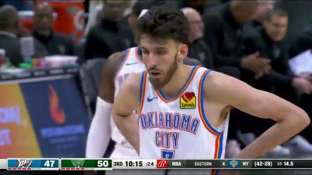 NBA常规赛：雷霆vs雄鹿第3节中文解说回放