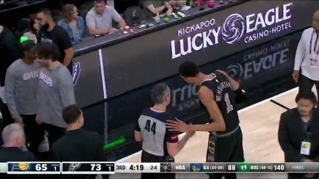 NBA常规赛：步行者vs马刺第3节英文原声回放