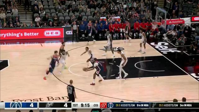 NBA常规赛：奇才vs马刺第1节中文解说回放