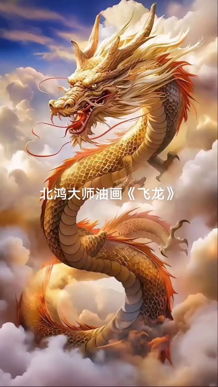 《飞龙在天》飞龙图,是中国传统油画中最具代表的吉祥图案之一,它蕴含