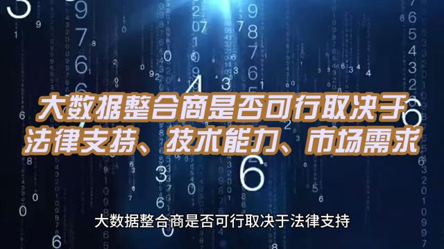 大数据整合商是否可行取决于法律支持、技术能力、市场需求