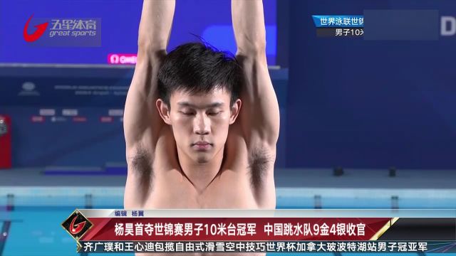 杨昊首夺世锦赛男子10米台冠军 中国跳水队9金4银收官