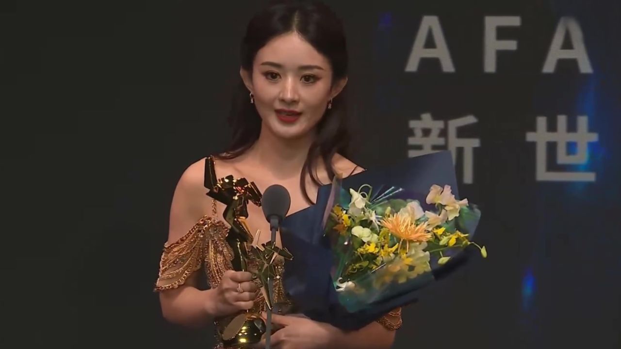 赵丽颖亮相亚洲电影大奖,获奖感言真诚也显露事业野心,台下与陈建斌坐