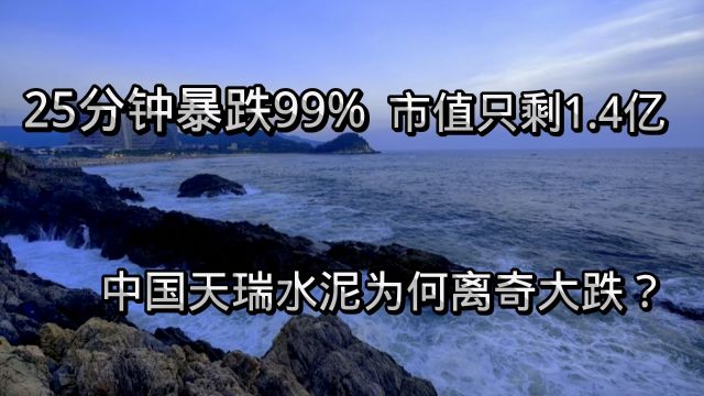 25分钟暴跌99%,市值只剩1.4亿,中国天瑞水泥为何离奇大跌?