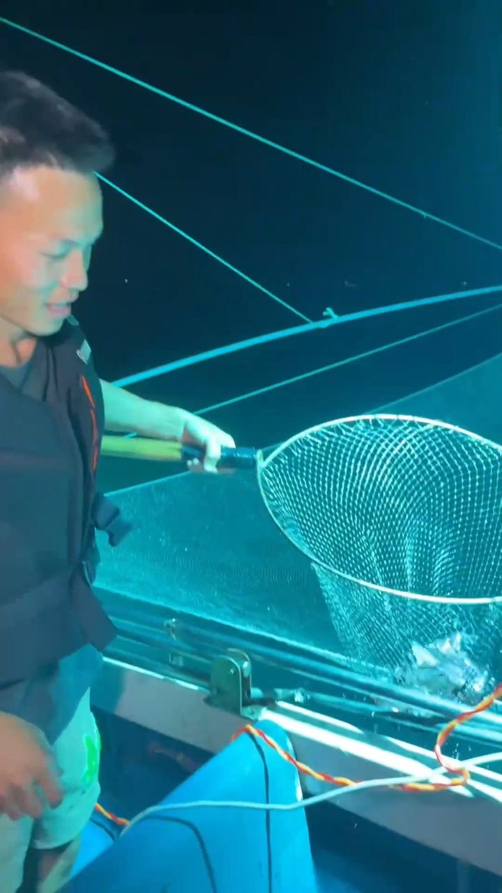 准备好芥末酱油300一人拼船去夜钓鱿鱼,放下去直接抽不停,你觉得赚