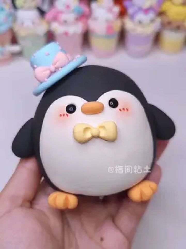 废粘土改造|粘土圆乎乎可爱小企鹅#超轻粘土 #手工diy #手工 #我的
