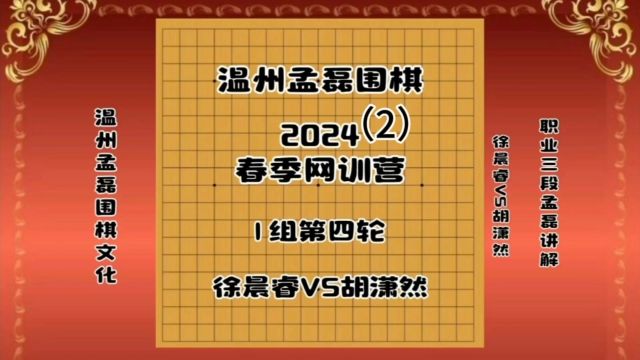 温州孟磊围棋2024春季网训营1组第四轮徐晨睿VS胡潇然2职业三段孟磊讲解