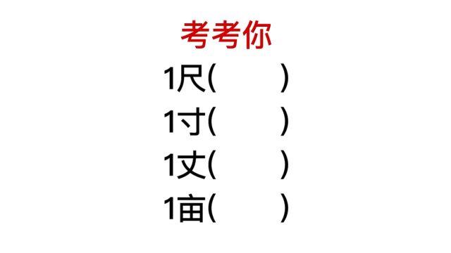 考考你,一尺,一寸,一丈,一亩指的是多大?