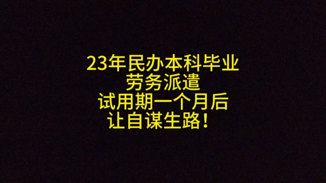 23年民办本科毕业,劳务派遣,试用期一个月后让自谋生路!