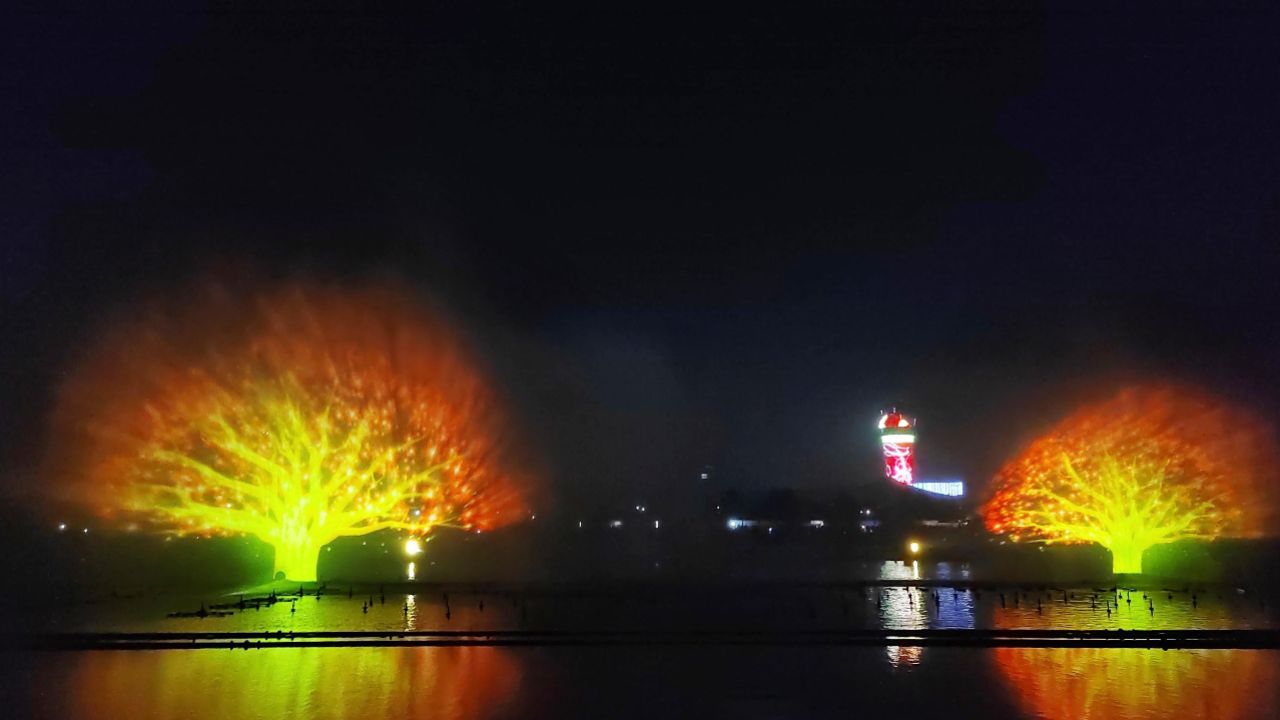 正定滹沱河音乐喷泉图片