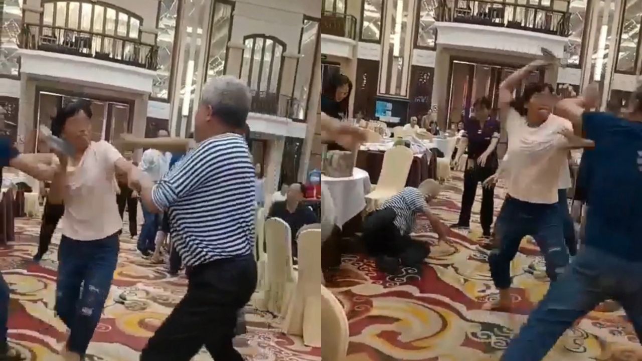 广东一餐厅早茶时段多人打架,现场一片混乱,餐厅:争座位引起