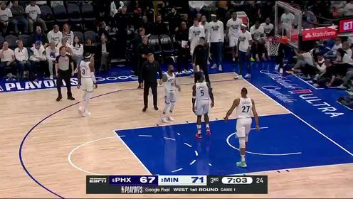 《NBA全场集锦》NBA季后赛：太阳vs森林狼G1第3节中文解说回放