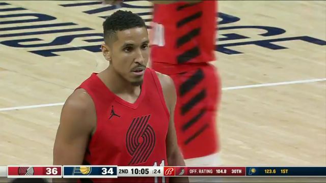 开拓者vs步行者第2节英文原声回放