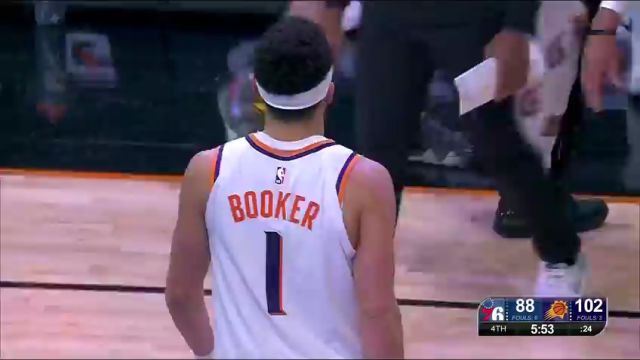 NBA常规赛：76人vs太阳第4节英文原声回放