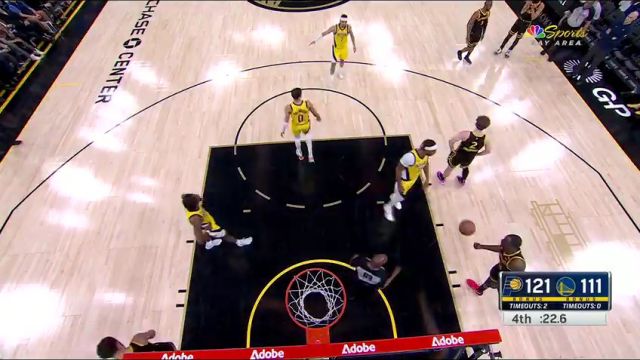 NBA常规赛：步行者vs勇士第4节英文原声回放