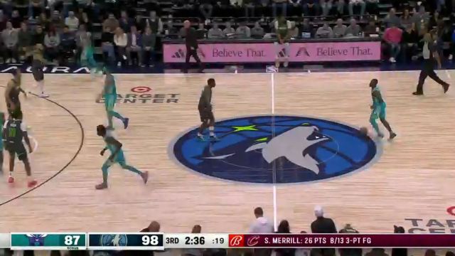 NBA常规赛：黄蜂vs森林狼第3节中文解说回放