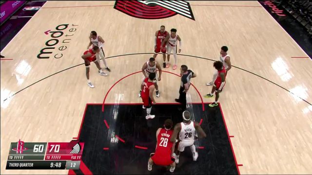NBA常规赛：火箭vs开拓者第3节英文原声回放