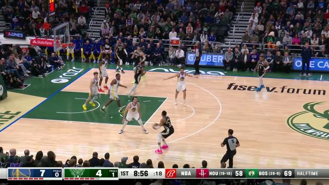 闲庭信步就得分 字母哥运球过半场颜射三分抬手就有