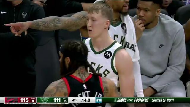 NBA常规赛：猛龙vs雄鹿第4节英文原声回放