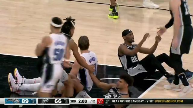 NBA常规赛：魔术vs马刺第3节英文原声回放