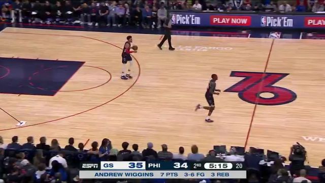 NBA常规赛：勇士vs76人第2节英文原声回放