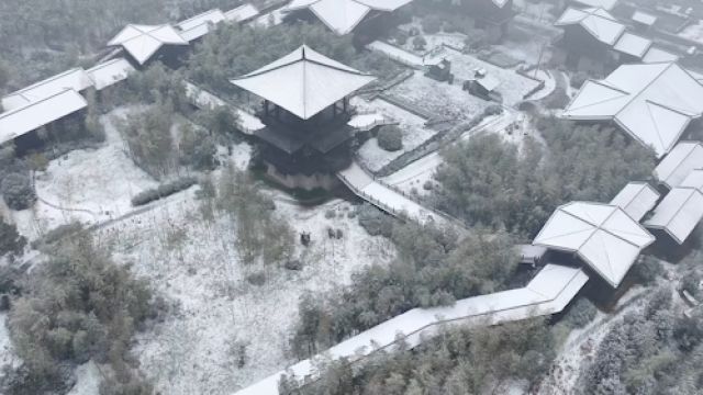 银装素裹!航拍湖州长兴雪中美景