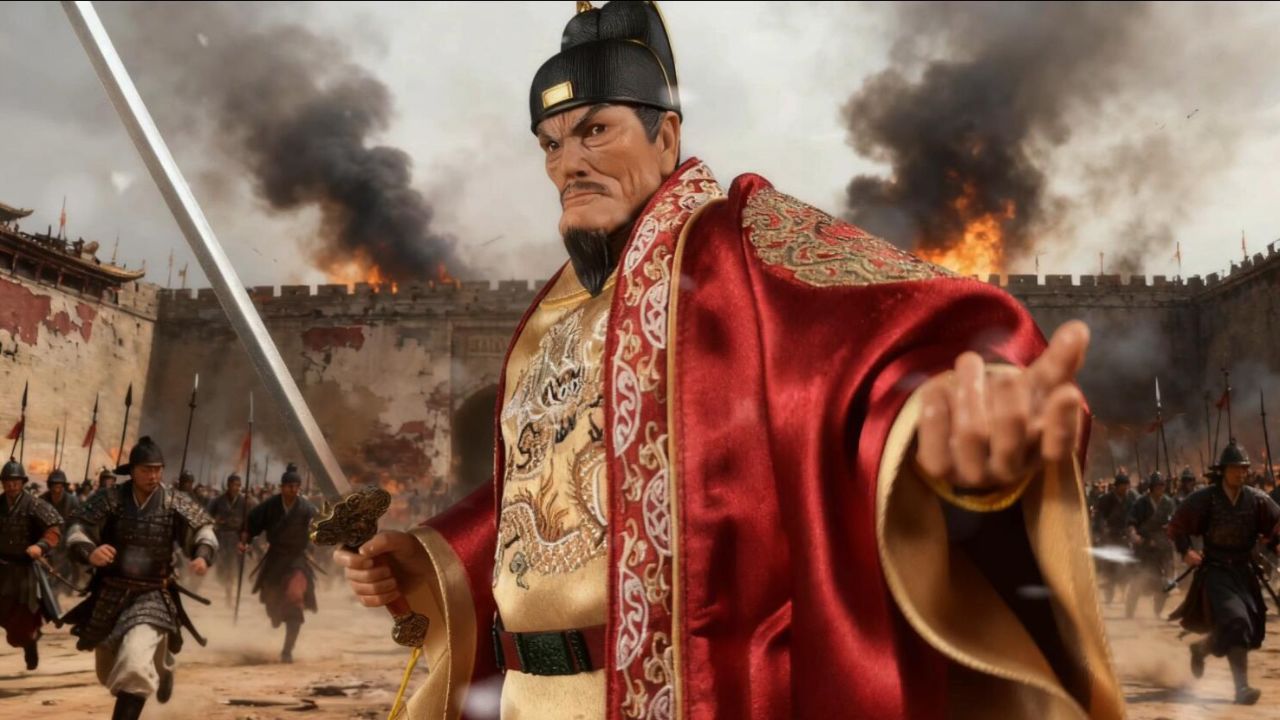 可动眼双头雕！QIANLONGTOYS1/6洪武大帝明太祖朱元璋刺绣帝王版_高清