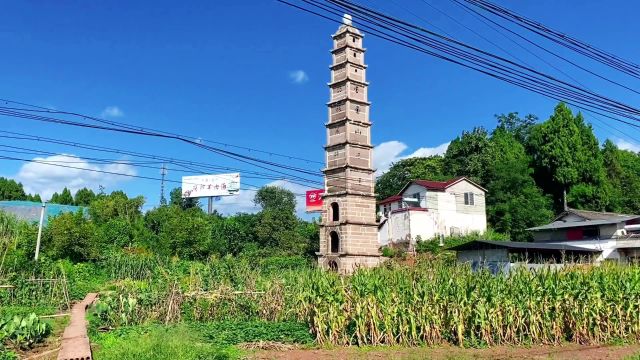 成都简阳石盘镇题名塔,一座立于乡村田地间的晚清文风塔