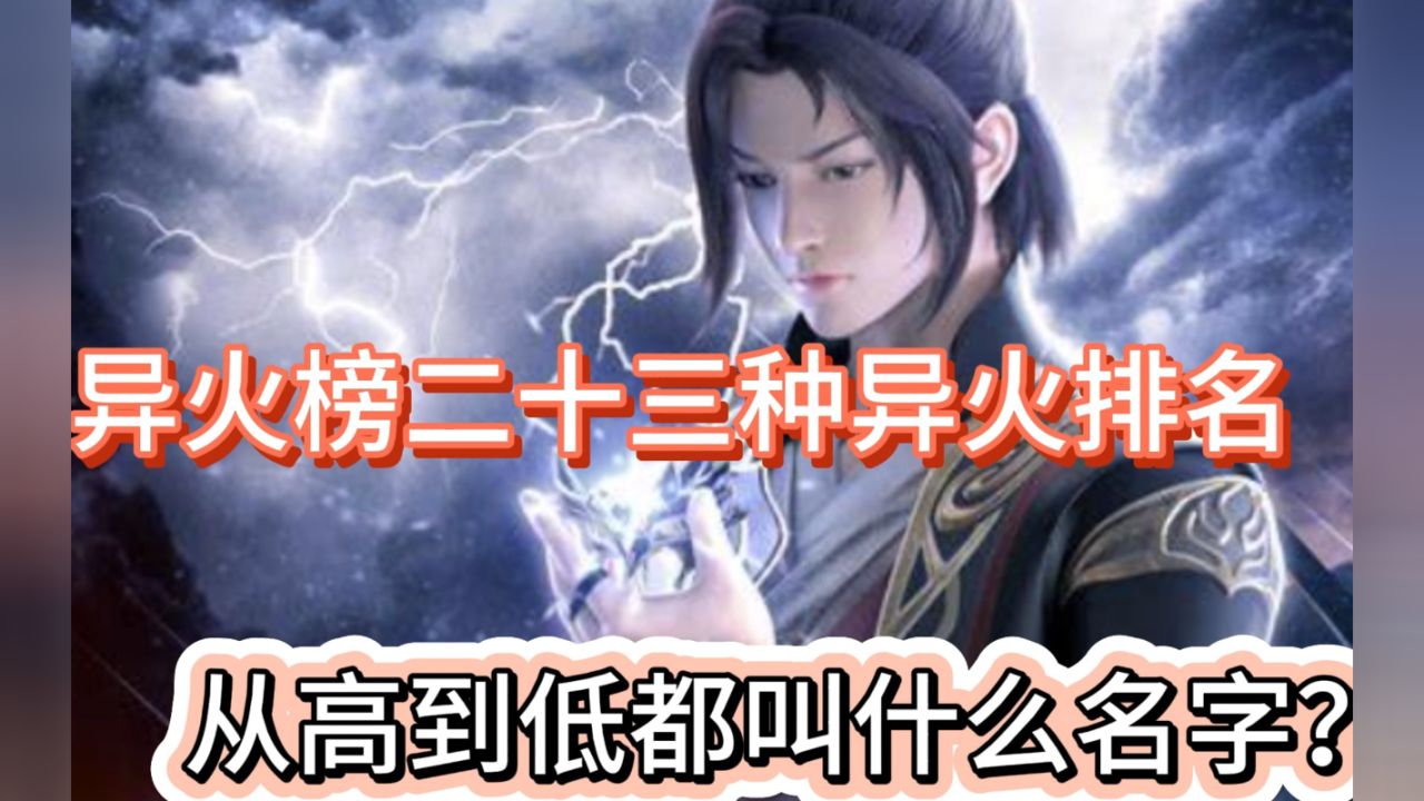 斗破苍穹:异火二十三种异火排名,从高到低都叫什么名字?