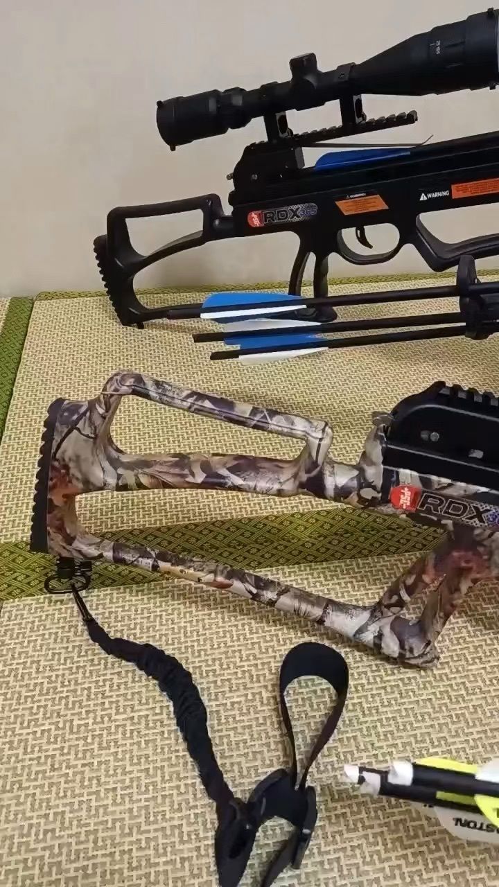国外十字弩合法拍摄rdx365复合弩黑色迷彩绞盘黑风t2黑风t3弩性能测试