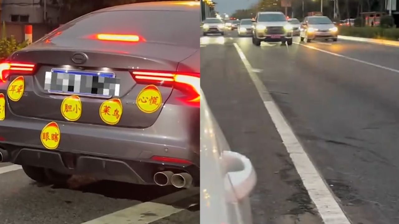 小车凭借硬"实力"上路,方圆几里没车敢靠近,凑近看标志逗乐了