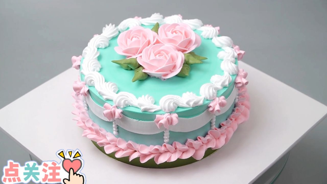 粉色花束奶油蛋糕装饰创意