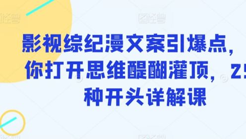 影视综纪漫文案引爆点，给你打开思维醍醐灌顶，255种开头详解课