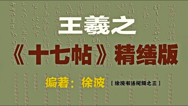 本视频对瑰宝、草书范本王羲之《十七帖》191处缺 、残、字迹模糊不清的帖文,进行了精缮和高清处理,以全新面貌展示,并载入《王羲之书法精缮集》(...