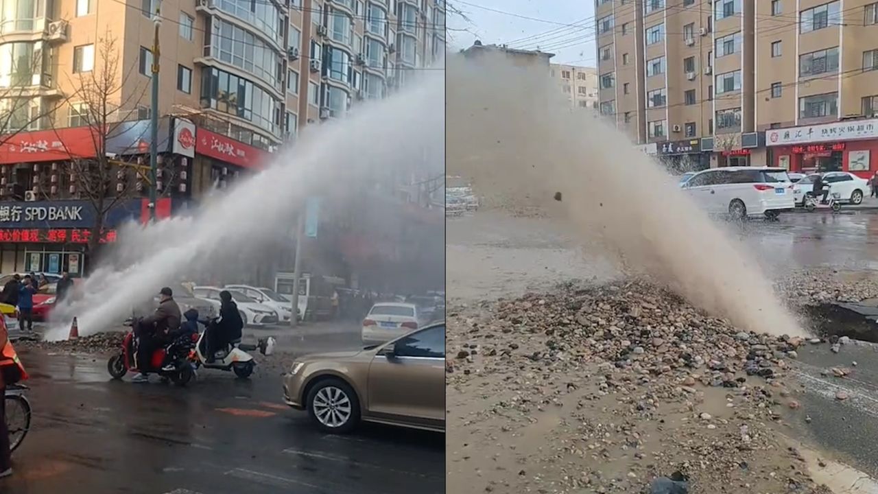 水管爆了真实图片