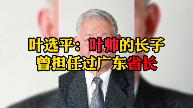 叶选平:他是叶帅长子,曾任广东省长~