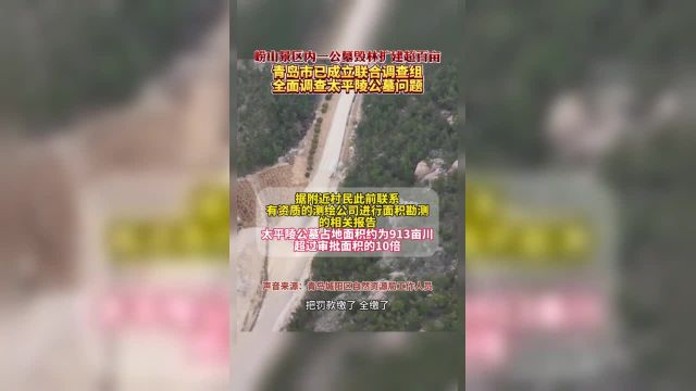 崂山景区内一公墓毁林扩建超百亩!青岛市已成立联合调查组全面调查太平陵公墓问题!