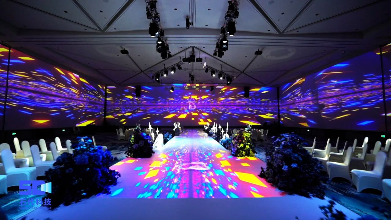 石代科技合作案例丨千平酒店5d全息光影宴会厅效果展示