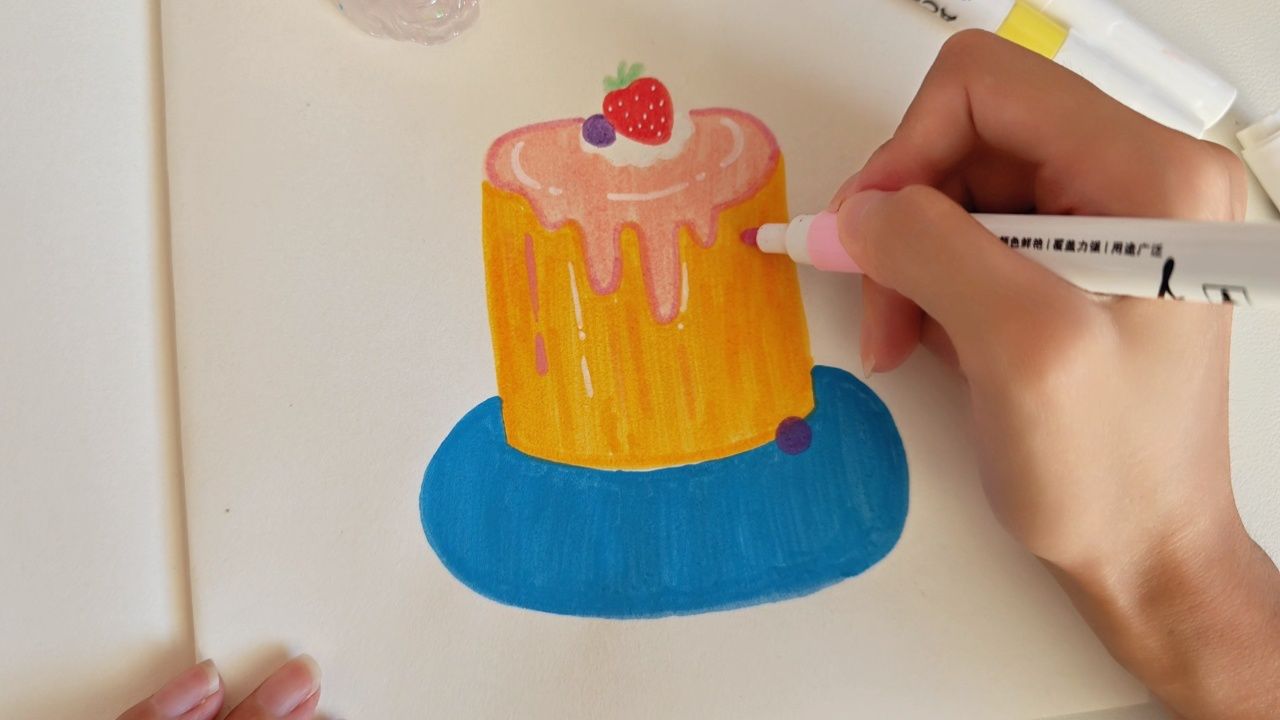 沉浸式画画|生日蛋糕简笔画