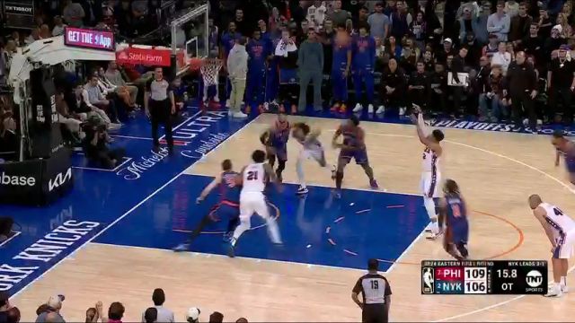 NBA季后赛：76人vs尼克斯加时赛英文原声回放