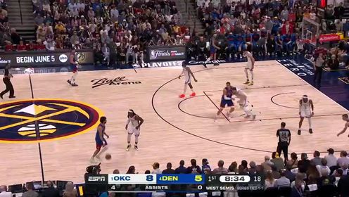 《丹佛掘金》 【回放】NBA季后赛：雷霆vs掘金G3第1节英文原声回放