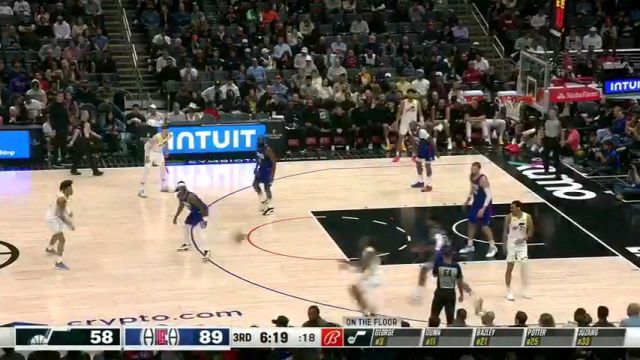NBA常规赛：爵士vs快船第3节英文原声回放
