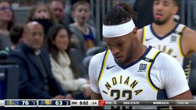 NBA常规赛：勇士vs步行者第3节中文解说回放