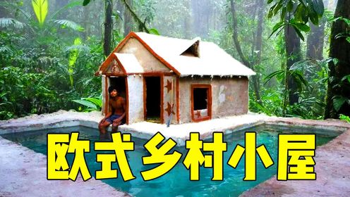 在丛林中建造欧式乡村小屋，有地下室和游泳池