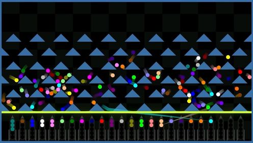 彩色小球自由落地列队比赛。