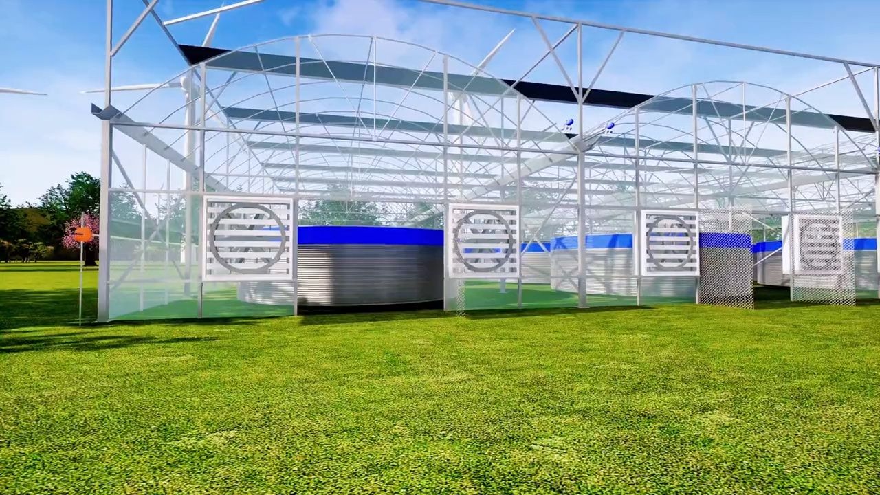 水产养殖连栋大棚效果图