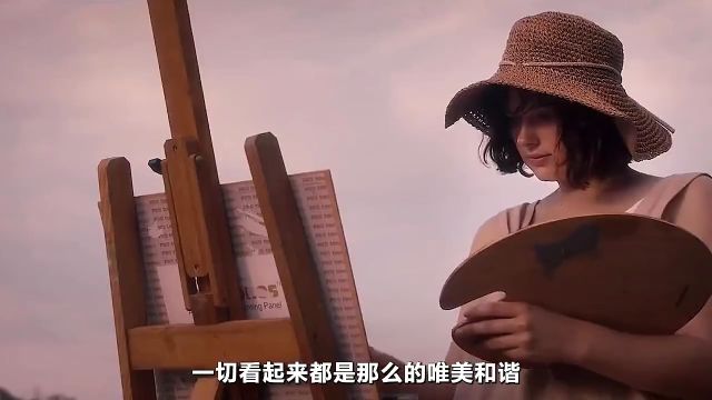 美少女在湖边画画,没想到被水下的怪物盯上